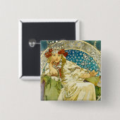 アルフォンスミュシャプリンセスヒヤシンスアールヌーボー 缶バッジ (正面&裏面)