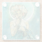 アルフォンスミュシャムーンライトクレアドゥルネアールヌーボー ガラスコースター (裏面)