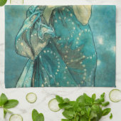 アルフォンスミュシャムーンライトクレアドゥルネアールヌーボー キッチンタオル (折り畳み)