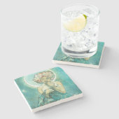 アルフォンスミュシャムーンライトクレアドゥルネアールヌーボー ストーンコースター (横)