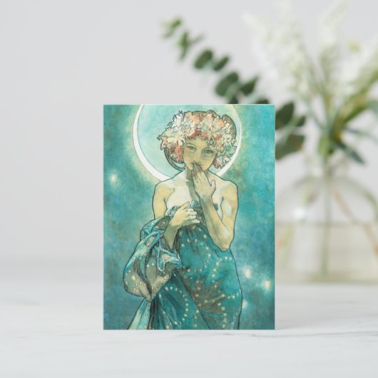 アルフォンスミュシャムーンライトクレアドゥルネアールヌーボー ポストカード (スタンド正面)