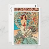 アルフォンスミュシャモナコモンテカルロ， 1897 ポストカード (正面/裏面)