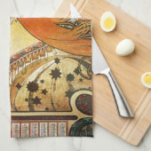 アルフォンスミュシャラプルーム〔占星術の〕十二宮図アールヌーボーヴィンテージ キッチンタオル (四つ折り)