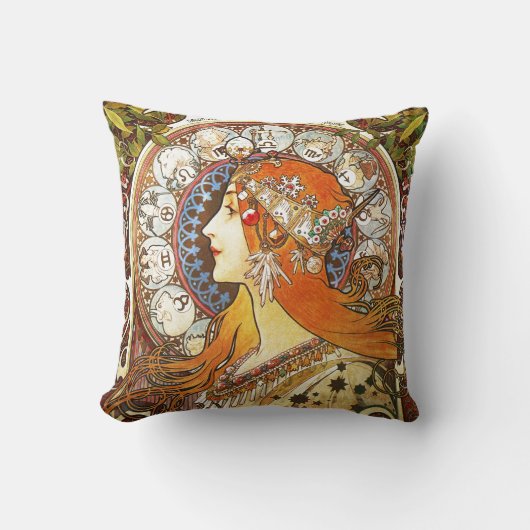 アルフォンスミュシャラプルーム〔占星術の〕十二宮図アールヌーボーヴィンテージ クッション (正面)