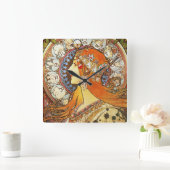 アルフォンスミュシャラプルーム〔占星術の〕十二宮図アールヌーボーヴィンテージ スクエア壁時計 (ホーム)