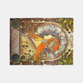 アルフォンスミュシャラプルーム〔占星術の〕十二宮図アールヌーボーヴィンテージ フリースブランケット (正面(横))