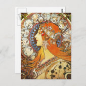 アルフォンスミュシャラプルーム〔占星術の〕十二宮図アールヌーボーヴィンテージ ポストカード (正面/裏面)