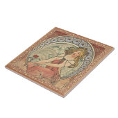 アルフォンスミュシャラペインチュールアールヌーボーヴィンテージ タイル (側面)