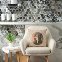 アルフォンスミュシャヴィンテージグリーンヘアドレ付き女性