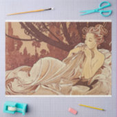 アルフォンスミュシャ女性アートワークの切り離し 薄葉紙 (クラフト)