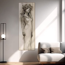 アルフォンスミュシャ女性鉛筆スケッチアールヌーボー ポスター