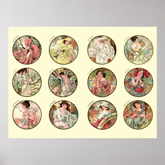 アルフォンスミュシャ年の12ヶ月 ポスター (正面)