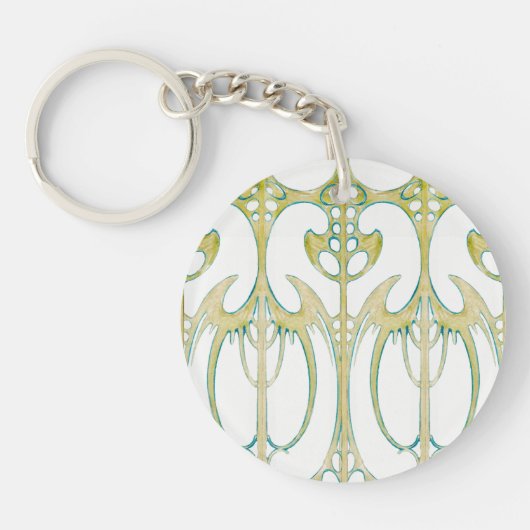 アルフォンスミュシャ抽象芸術アートと署名 キーホルダー (正面)