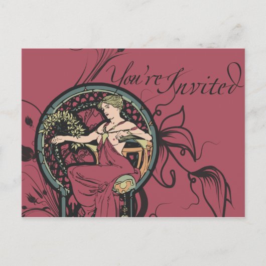 アルフォンスミュシャ招待状 インビテーションポストカード (正面)