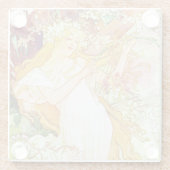 アルフォンスミュシャ春フローラヴィンテージアールヌーボー ガラスコースター (裏面)