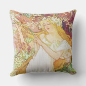 アルフォンスミュシャ春フローラヴィンテージアールヌーボー クッション (裏面)