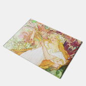 アルフォンスミュシャ春フローラヴィンテージアールヌーボー ドアマット (アングル)