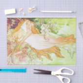 アルフォンスミュシャ春フローラヴィンテージアールヌーボー 薄葉紙 (クラフト)