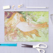 アルフォンスミュシャ春フローラヴィンテージアールヌーボー 薄葉紙 (クラフト)