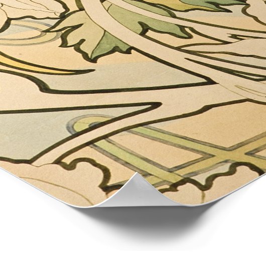 アルフォンスミュシャ牡丹バラズファウン1897 ポスター (角)