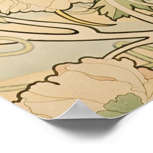 アルフォンスミュシャ牡丹バラズファウン1897 ポスター (角)