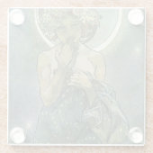 アルフォンスミュシャ素晴らしアールヌーボー女性#18 ガラスコースター (裏面)