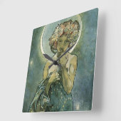 アルフォンスミュシャ素晴らしアールヌーボー女性#18 スクエア壁時計 (傾斜)