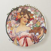 アルフォンスミュシャ装飾用クッション ラウンドクッション (裏面)