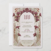 アルフォンスミュシャ100誕生日アールヌーボー葉 招待状 (正面)