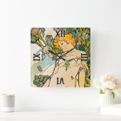 アルフォンスミュシャ – アイリスWB スクエア壁時計 (ホーム)