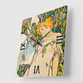 アルフォンスミュシャ – アイリスWB スクエア壁時計 (傾斜)