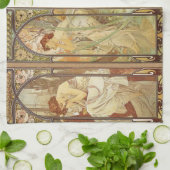 アルフォンスミュシャ-アールヌーボーマスター キッチンタオル (折り畳み)