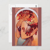 アルフォンスミュシャ,アールヌーボー,ヴィンテージ，フルーツ，製品の変更 ポストカード (正面/裏面)