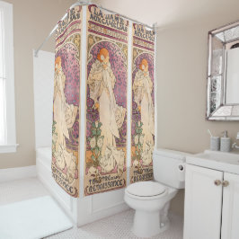 アルフォンスミュシャ,アールヌーボー,ヴィンテージ，ポスター，劇場 シャワーカーテン