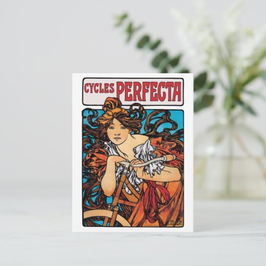 アルフォンスミュシャ – サイクルパスティータレトロアールヌーボー ポストカード (スタンド正面)