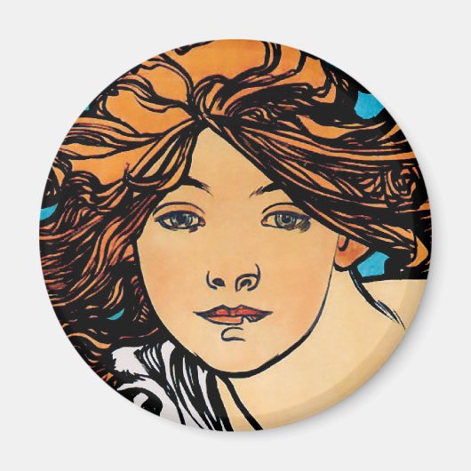 アルフォンスミュシャ – サイクルパスティータレトロアールヌーボー マグネット (正面)