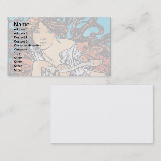 アルフォンスミュシャ – サイクルパスティータレトロアールヌーボー 名刺 (正面/裏面)