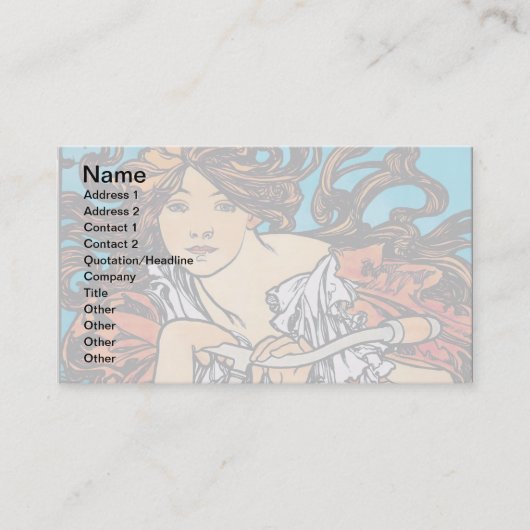 アルフォンスミュシャ – サイクルパスティータレトロアールヌーボー 名刺 (正面)