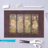 アルフォンスミュシャ、ザ・タイムズ・オブ・デイ 薄葉紙 (クラフト)