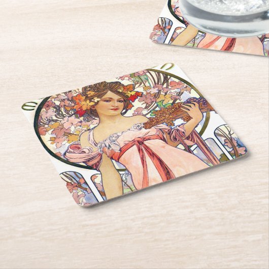 アルフォンスミュシャ スクエアペーパーコースター (アングル)