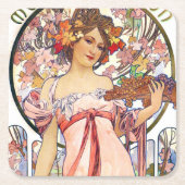 アルフォンスミュシャ スクエアペーパーコースター (正面)
