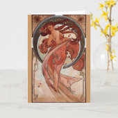 アルフォンスミュシャ「ダンス」アールヌーボーグリーティングカード カード (黄色い花)