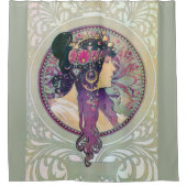 アルフォンスミュシャ，ドナ，アールヌーボー,ヴィンテージ,エレガント シャワーカーテン (正面)