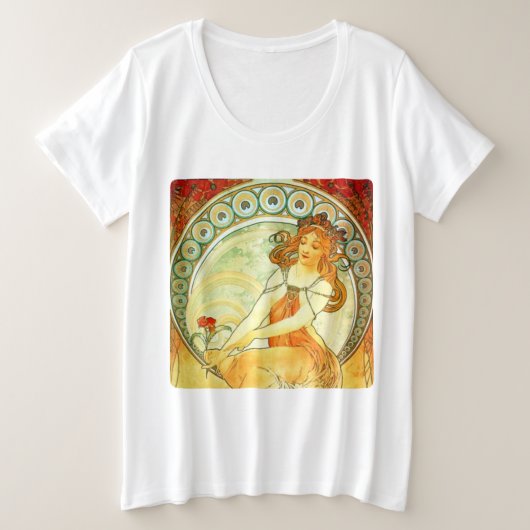アルフォンスミュシャ プラスサイズTシャツ (デザイン正面)