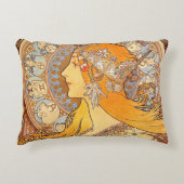 アルフォンスミュシャ〔占星術の〕十二宮図アールヌーボーウーマン アクセントクッション (正面)