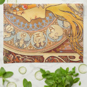 アルフォンスミュシャ〔占星術の〕十二宮図アールヌーボーウーマン キッチンタオル (折り畳み)