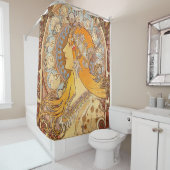 アルフォンスミュシャ〔占星術の〕十二宮図アールヌーボーウーマン シャワーカーテン (インサイチュ)
