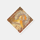 アルフォンスミュシャ〔占星術の〕十二宮図アールヌーボーウーマン スタンダードカクテルナプキン (角)