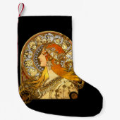 アルフォンスミュシャ〔占星術の〕十二宮図アールヌーボーウーマン スモールクリスマスストッキング (正面)