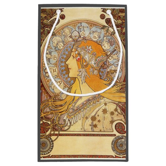 アルフォンスミュシャ〔占星術の〕十二宮図アールヌーボーウーマン スモールペーパーバッグ (裏面)